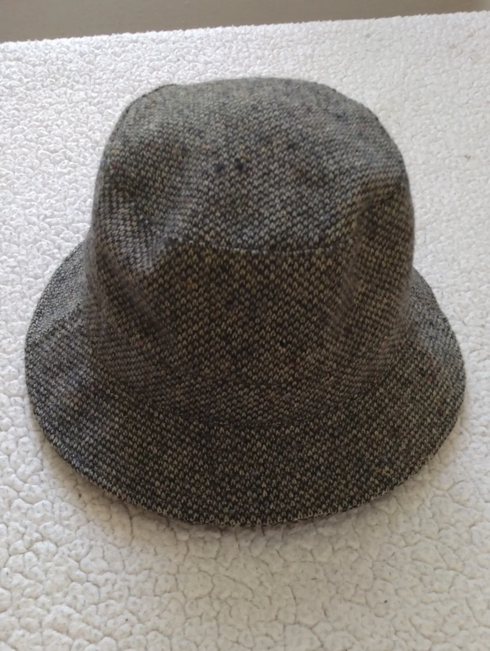 100% Wool Brown Barleycorn Tweed Bucket Hat (Crushable) - Large